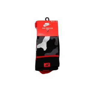 Nike Unisex SNKR SOX Crew Socks (1 Pair) Black Grey Camo CU3722-010 Size L 8-12